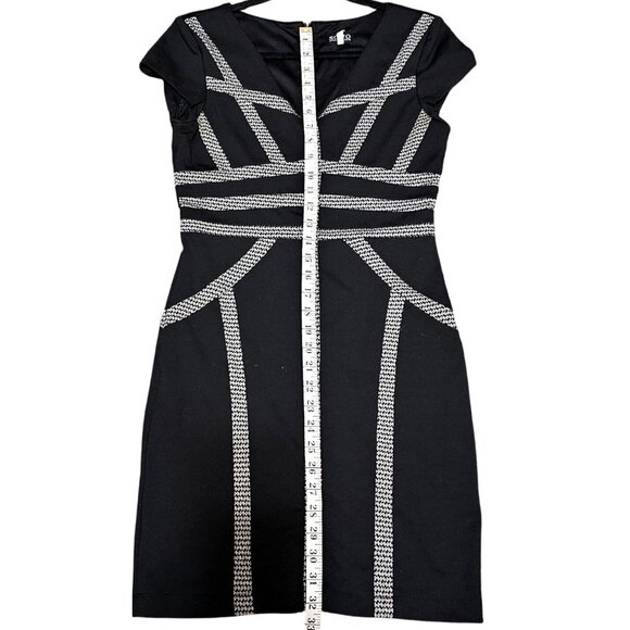 Soho Apparel Black & Silver Cap Sleeve Bodycon Dress Size M - Picture 6 of 9